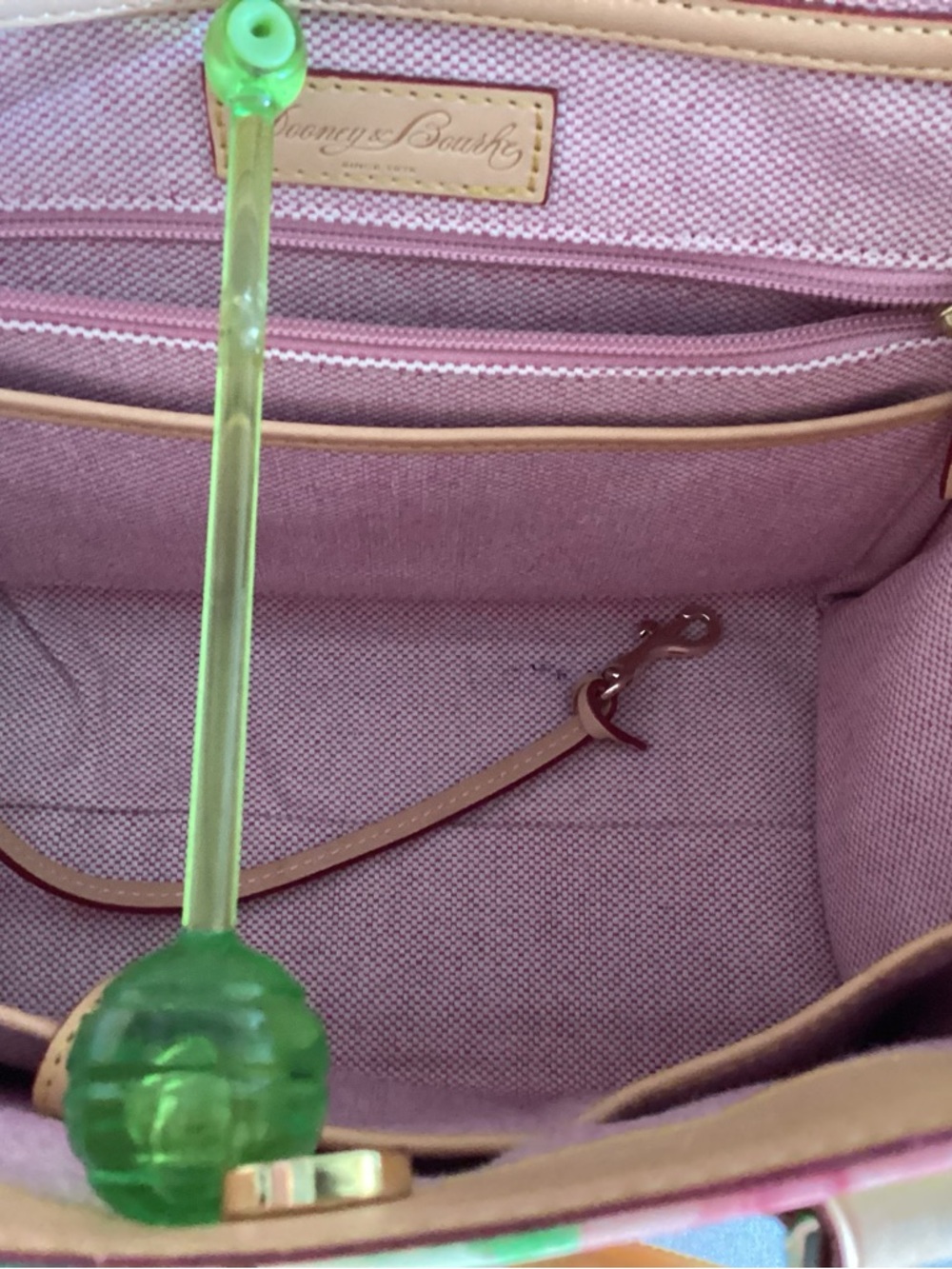 Dooney & Bourke Multicolor Floral Tote with Tan Leather Trim - Picture 13 of 16